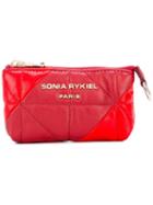 Sonia Rykiel Zipped Pouch, Women's, Red, Lamb Skin/cotton