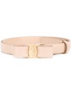 Salvatore Ferragamo Vara Bow Belt, Women's, Size: 100, Nude/neutrals, Calf Leather
