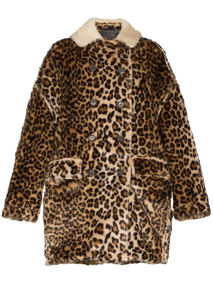 R13 R13 Leopard Hunting Coat Ls Db Shrlg Nck - Unavailable
