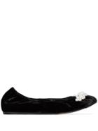Simone Rocha Beaded Velvet Ballerina Shoes - Black