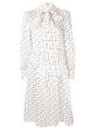 Shrimps Polka Dot Pussy Bow Dress - White
