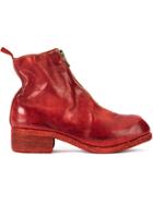 Guidi Zip Front Ankle Boots - Red