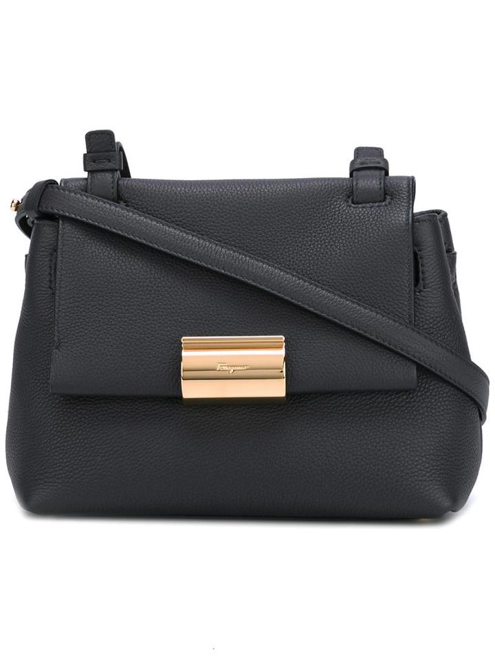 Salvatore Ferragamo Flap Crossbody Bag, Women's, Grey, Calf Leather