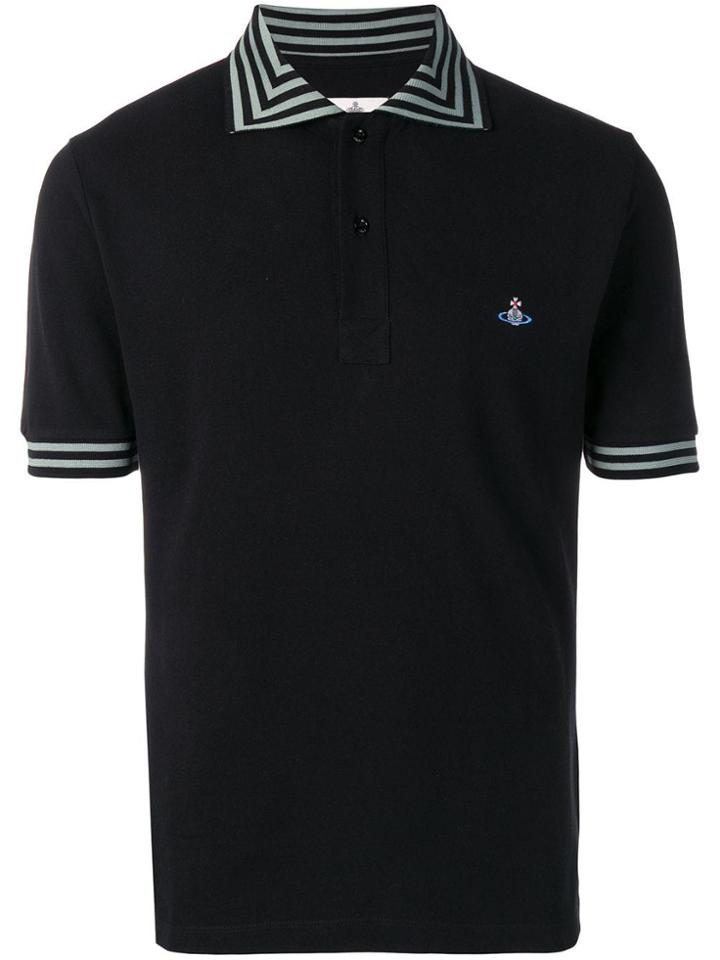 Vivienne Westwood Logo Embroidered Polo Top - Black