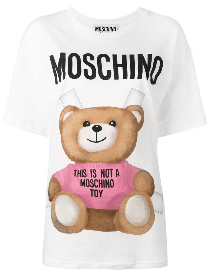 Moschino Teddy Print T-shirt, Women's, Size: Small, White, Cotton