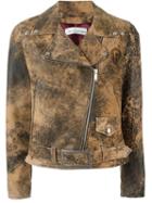 Golden Goose Deluxe Brand Distressed Biker Jacket, Women's, Size: S, Brown, Lamb Skin/cupro/viscose