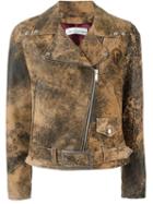 Golden Goose Deluxe Brand Distressed Biker Jacket, Women's, Size: S, Brown, Lamb Skin/cupro/viscose