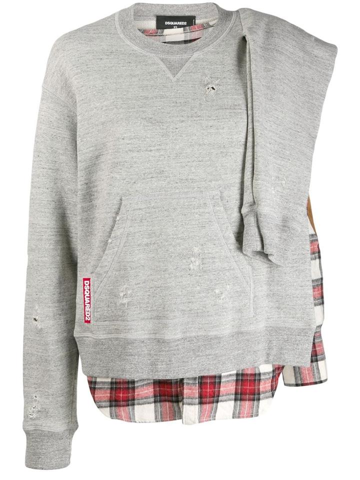 Dsquared2 Check Detail Sweatshirt - Grey