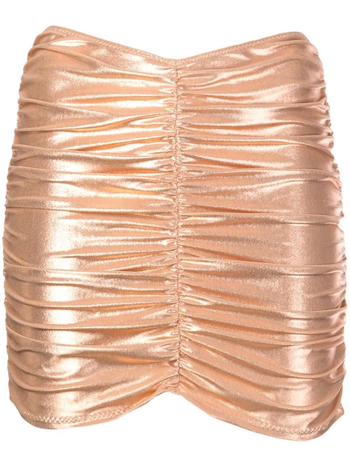 Lisa Marie Fernandez Metallic Ruched Skirt - Gold
