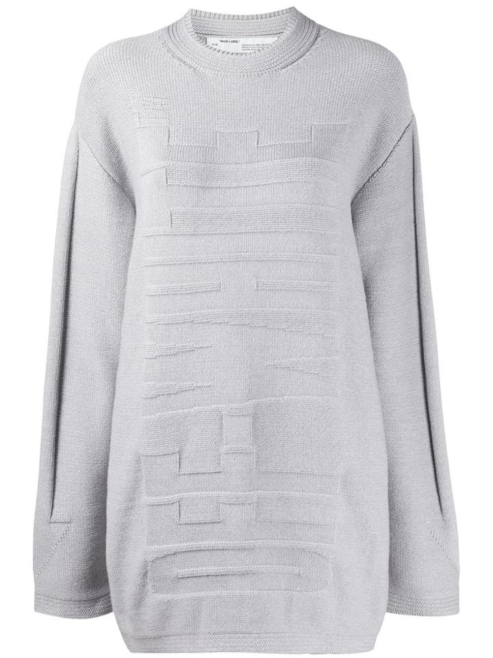Off-white Intarsia Logo Oversized Jumper - Grey