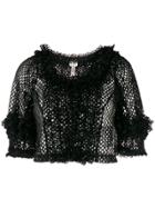 Comme Des Garçons Cropped Open-knit Jumper - Black