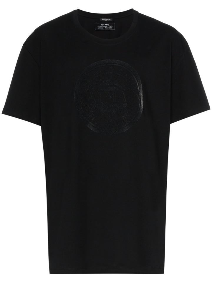 Balmain Logo-flocked T-shirt - Black