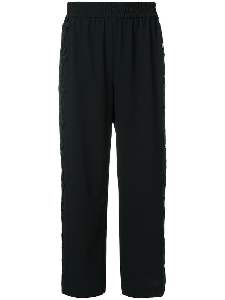 Alice+olivia Lace Detail Cropped Trousers - Black