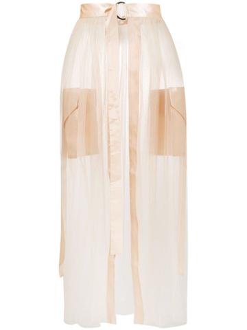 Loulou Tulle Midi Skirt - Neutrals