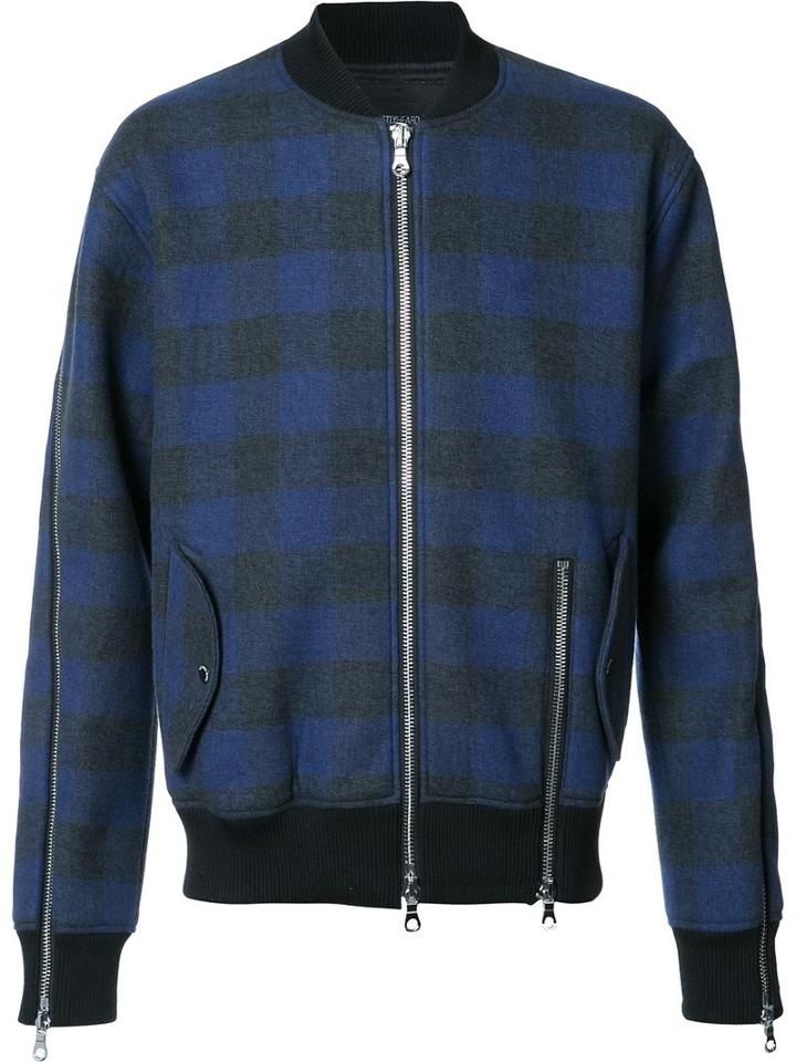 Mostly Heard Rarely Seen Plaid Bomber Jacket, Men's, Size: Large, Black, Cotton