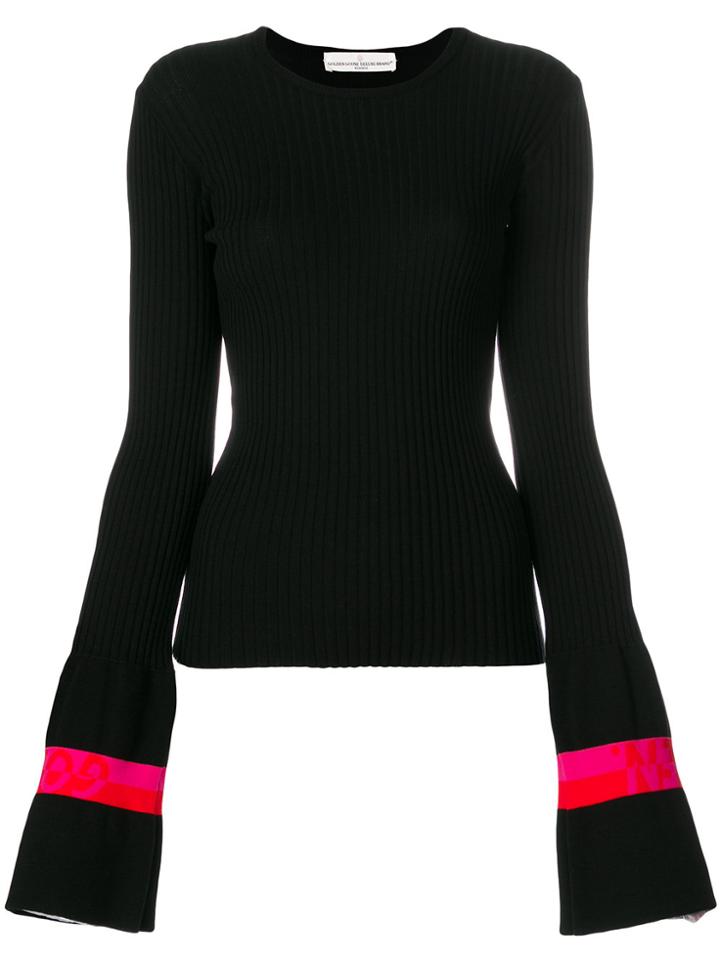 Golden Goose Deluxe Brand Stripe Cuff Rib Knit Sweater - Black