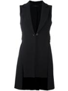 Elie Saab Asymmetric Pleated Waistcoat, Women's, Size: 36, Black, Spandex/elastane/acetate/cupro/rayon