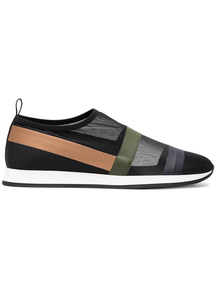 Fendi Multicolour Logo Slip On Sneakers - Black