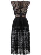 Philosophy Di Lorenzo Serafini Lace-up Ruffled Sheer Dress, Women's, Size: 42, Black, Cotton/polyimide/rayon/polyester