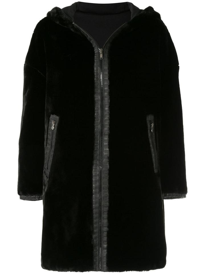 Fendi Pre-owned Reversible Long Sleeve Fur Coat - Black