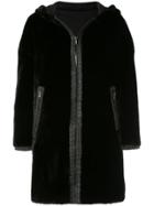 Fendi Pre-owned Reversible Long Sleeve Fur Coat - Black