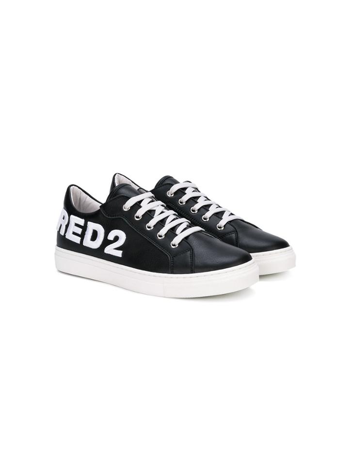 Dsquared2 Kids Logo Embroidered Low Top Sneakers - Black