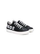 Dsquared2 Kids Logo Embroidered Low Top Sneakers - Black