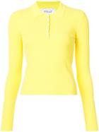 Derek Lam 10 Crosby Long Sleeve Polo With Back Band Detail - Yellow &