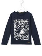 Finger In The Nose Camper Print T-shirt, Boy's, Size: 8 Yrs, Blue