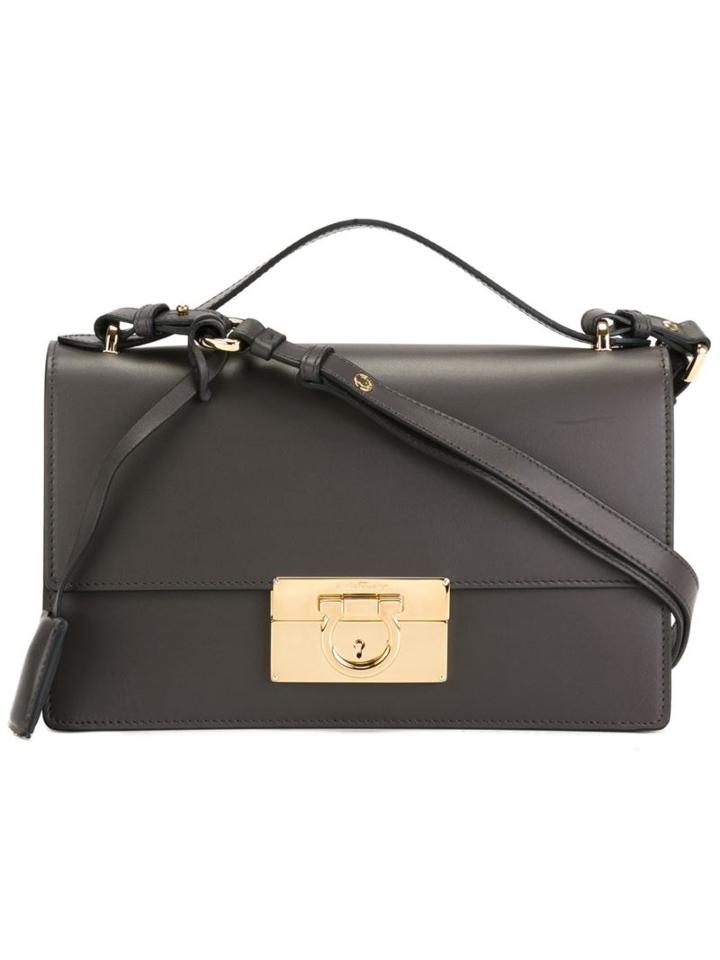 Salvatore Ferragamo Gancio Lock Shoulder Bag, Women's, Grey