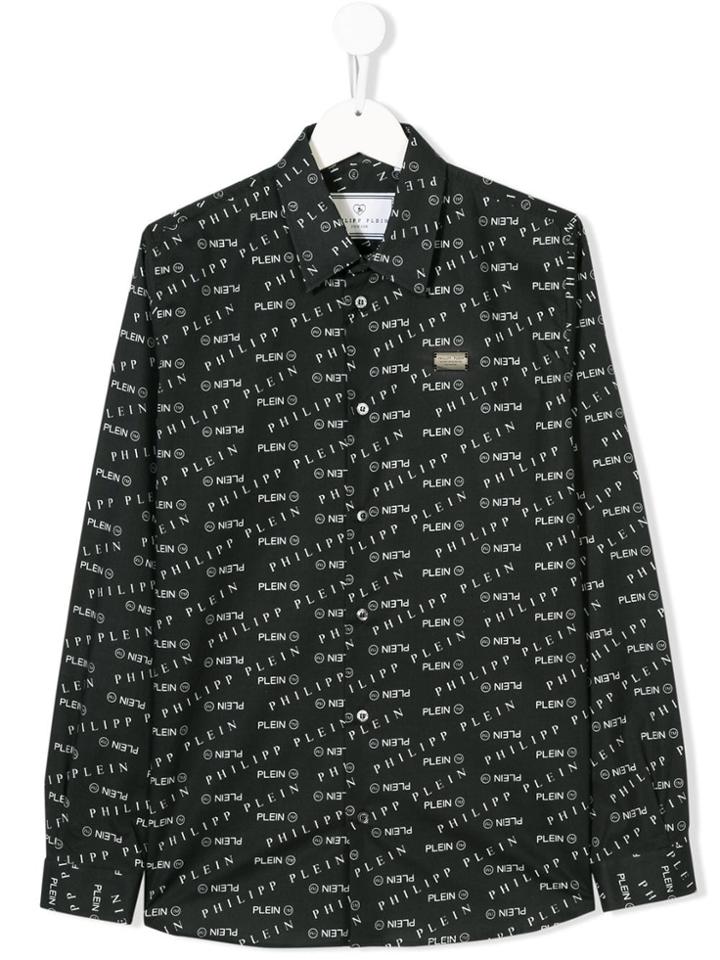 Philipp Plein Junior Logo Embroidered Shirt - Black