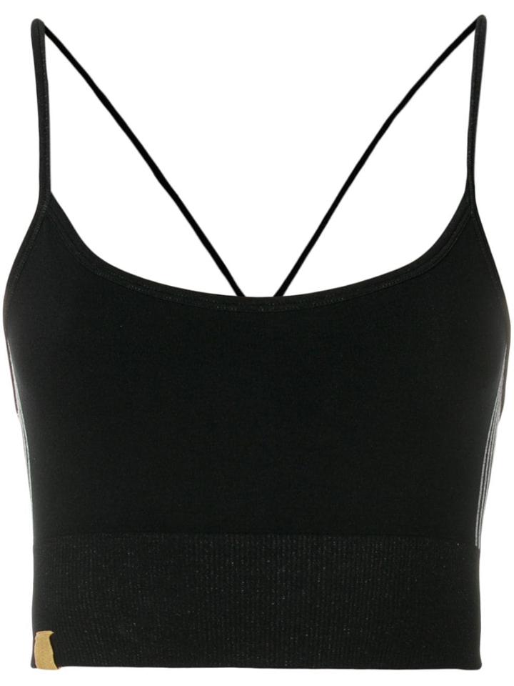 Monreal London Lamé Zen Cropped Top - Black