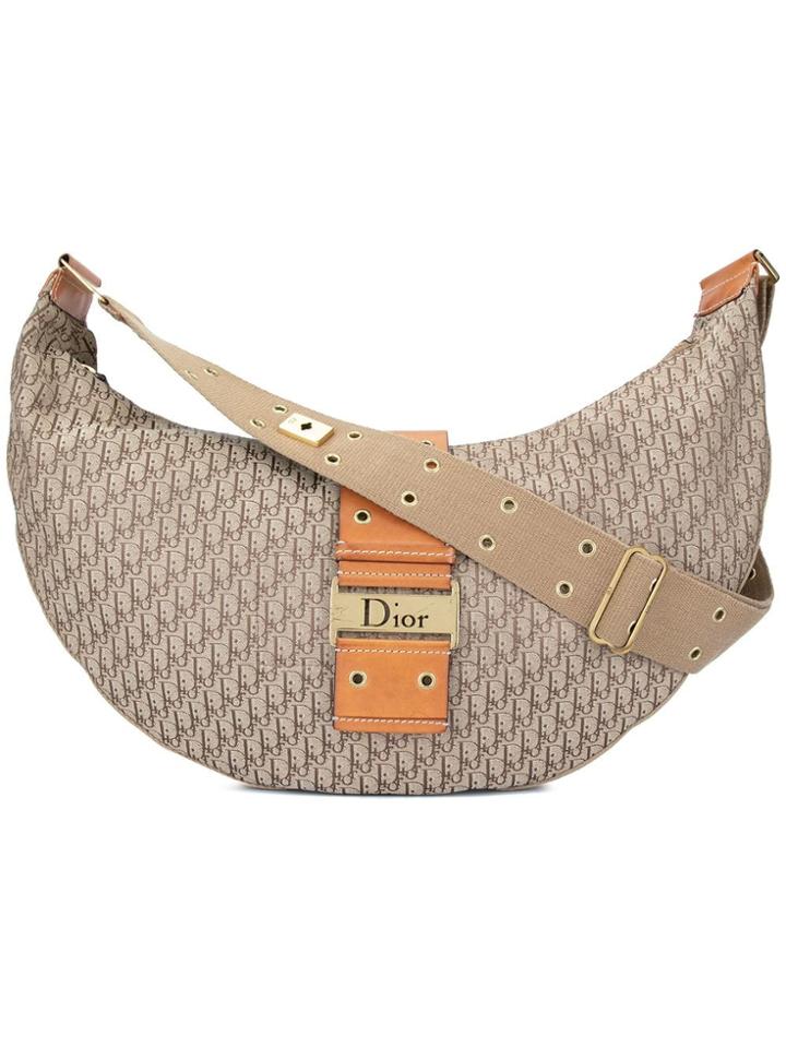 Christian Dior Vintage Oblique Canvas Half Moon Hobo - Neutrals