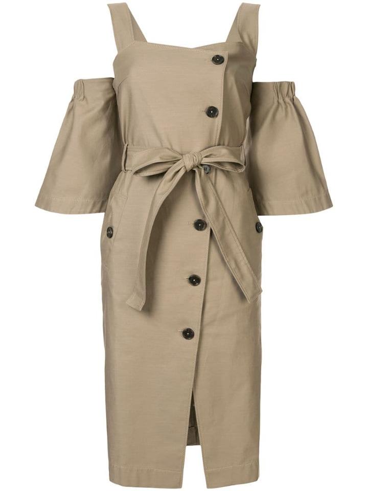 Portspure Buttoned Midi Dress - Brown