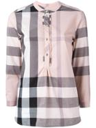 Burberry Front Placket 'house Check' Shirt - Pink & Purple
