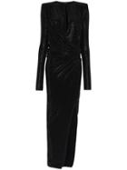 Alexandre Vauthier Glitter Wrap Maxi Dress - Black