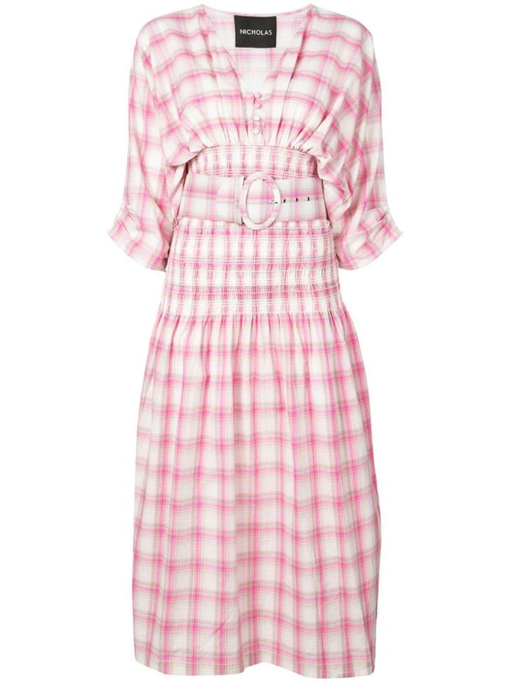 Nicholas Smocked Panel Dress - Pink