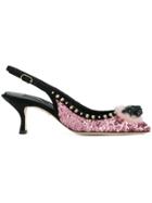 Dolce & Gabbana Sequin Slingback Pumps - Pink & Purple