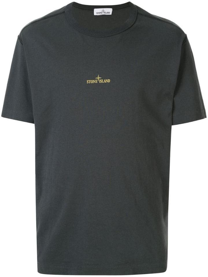 Stone Island Logo Print Crew Neck T-shirt - Grey