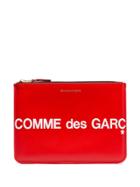 Comme Des Garçons Wallet Logo Printed Pouch - Red