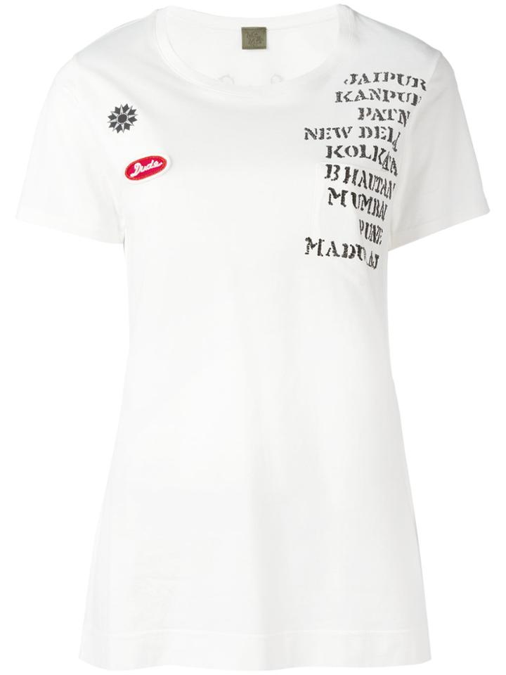 Mr & Mrs Italy Embellished Print Patch T-shirt - White