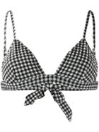 Ganni Gingham Print Bikini Top - Black