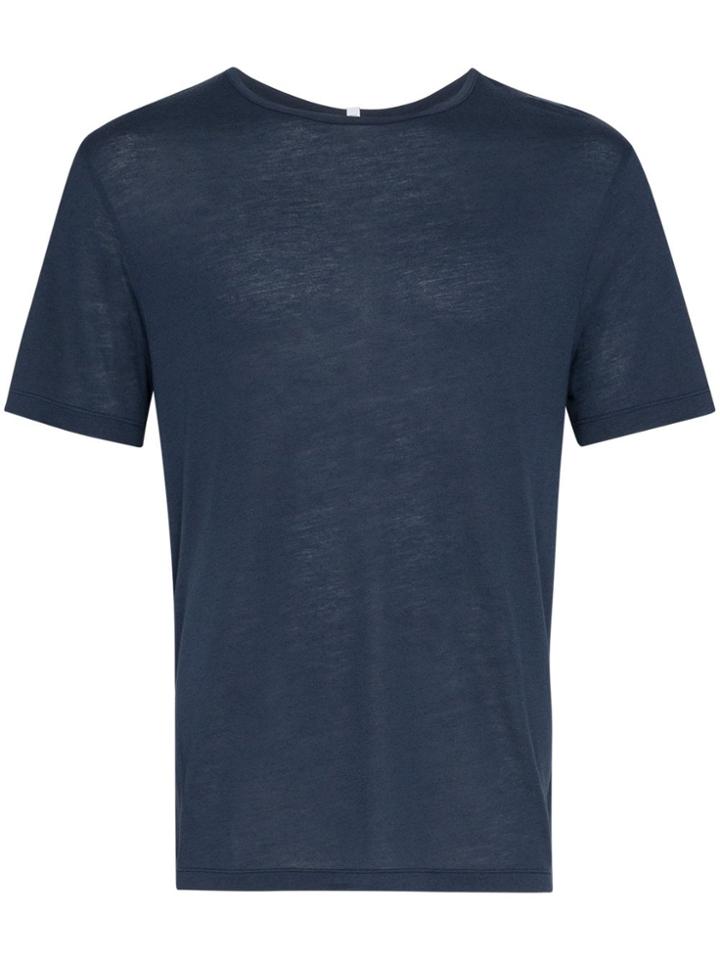 Lot78 Navy Short Sleeve Cashmere Blend T Shirt - Blue