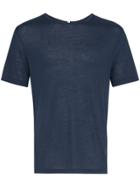 Lot78 Navy Short Sleeve Cashmere Blend T Shirt - Blue