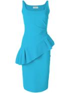 Chiara Boni La Petite Robe Asymmetric Frill Trim Midi Dress - Blue