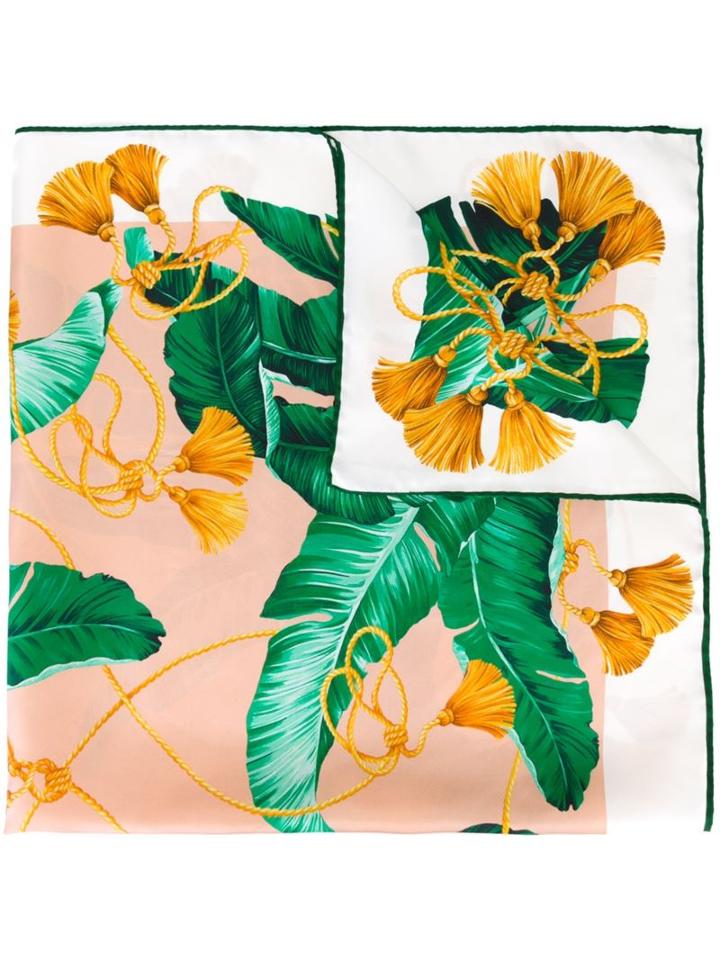 Dolce & Gabbana Banana Leaf & Tassel Print Foulard