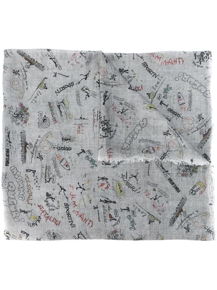 Faliero Sarti Printed Scarf, Men's, Grey, Modal/cashmere