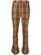 Rokh Checked Kick Flare Trousers - Brown