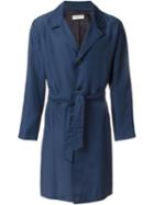 Melindagloss Belted Overcoat, Men's, Size: 46, Blue, Polyester/viscose