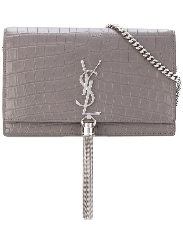 Saint Laurent Logo Clutch Bag - Grey